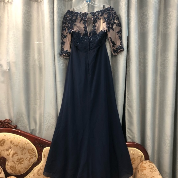 NEW Navy Blue Mother of the Bride/Groom Elegant Formal 3/4 Sleeve Dress SIZE 12 - Picture 6 of 13